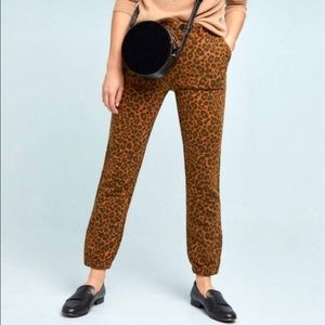 Anthropologie Sanctuary Leopard Jogger Pants Women’s Size S Terry Knit Tapered